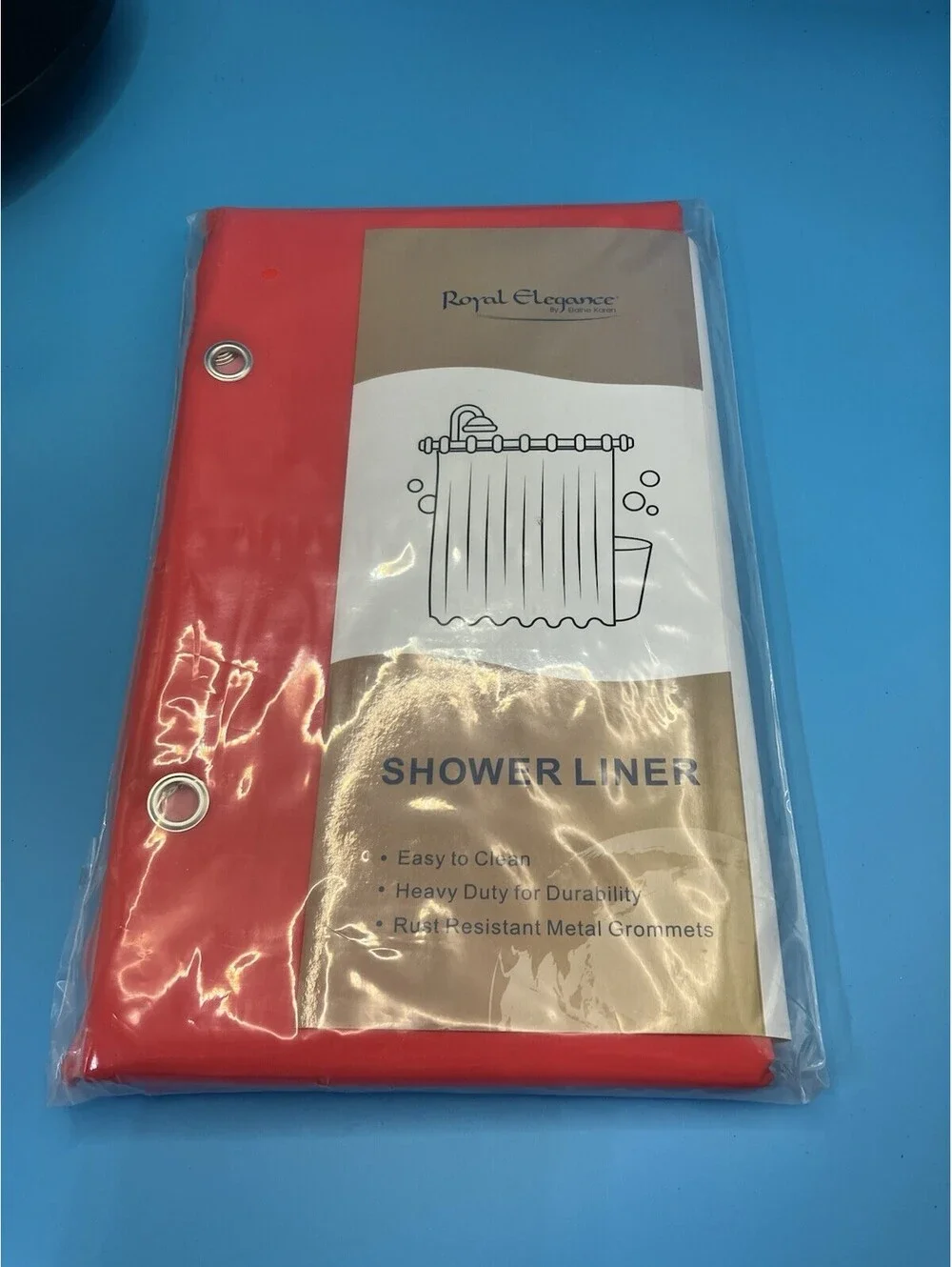 Royal Elegance red shower liner With rust-resistant metal grommets New 72x72